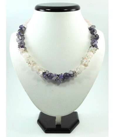 Exclusive necklace "Malva" Rose quartz