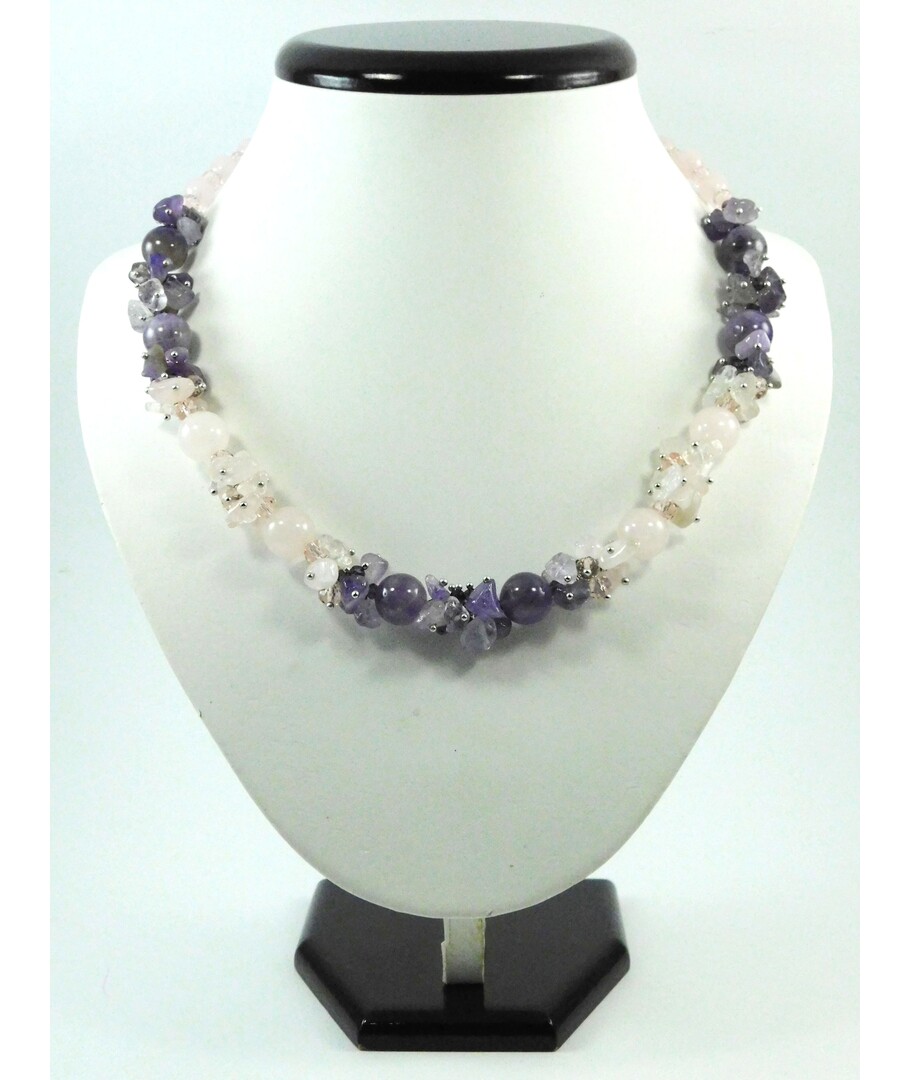 Exclusive necklace "Malva" Rose quartz