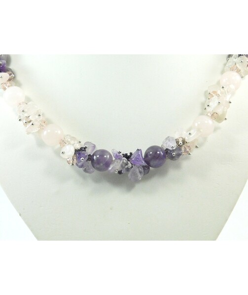 Exclusive necklace "Malva" Rose quartz