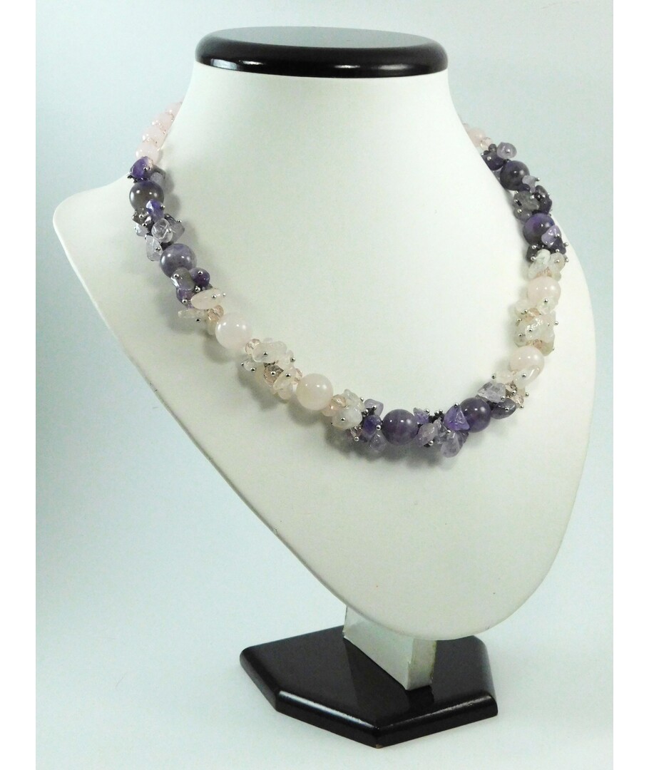 Exclusive necklace "Malva" Rose quartz