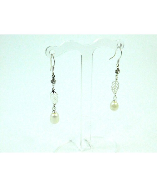 Earrings Pearls leaf