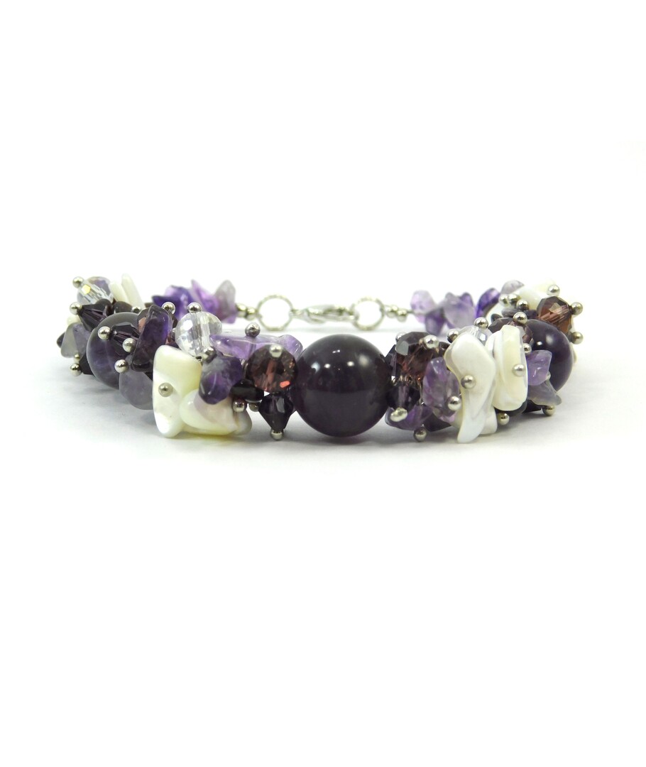 Exclusive bracelet Amethyst, Mother of pearl