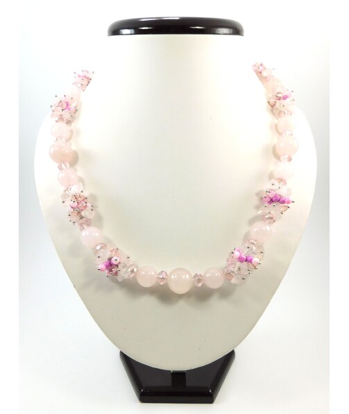 Exclusive necklace "Blooming paradise" Rose quartz