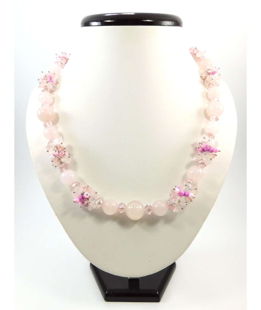 Exclusive necklace "Blooming paradise" Rose quartz