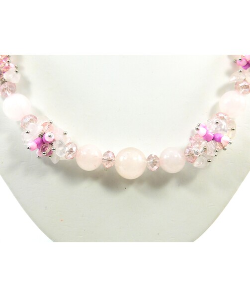 Exclusive necklace "Blooming paradise" Rose quartz