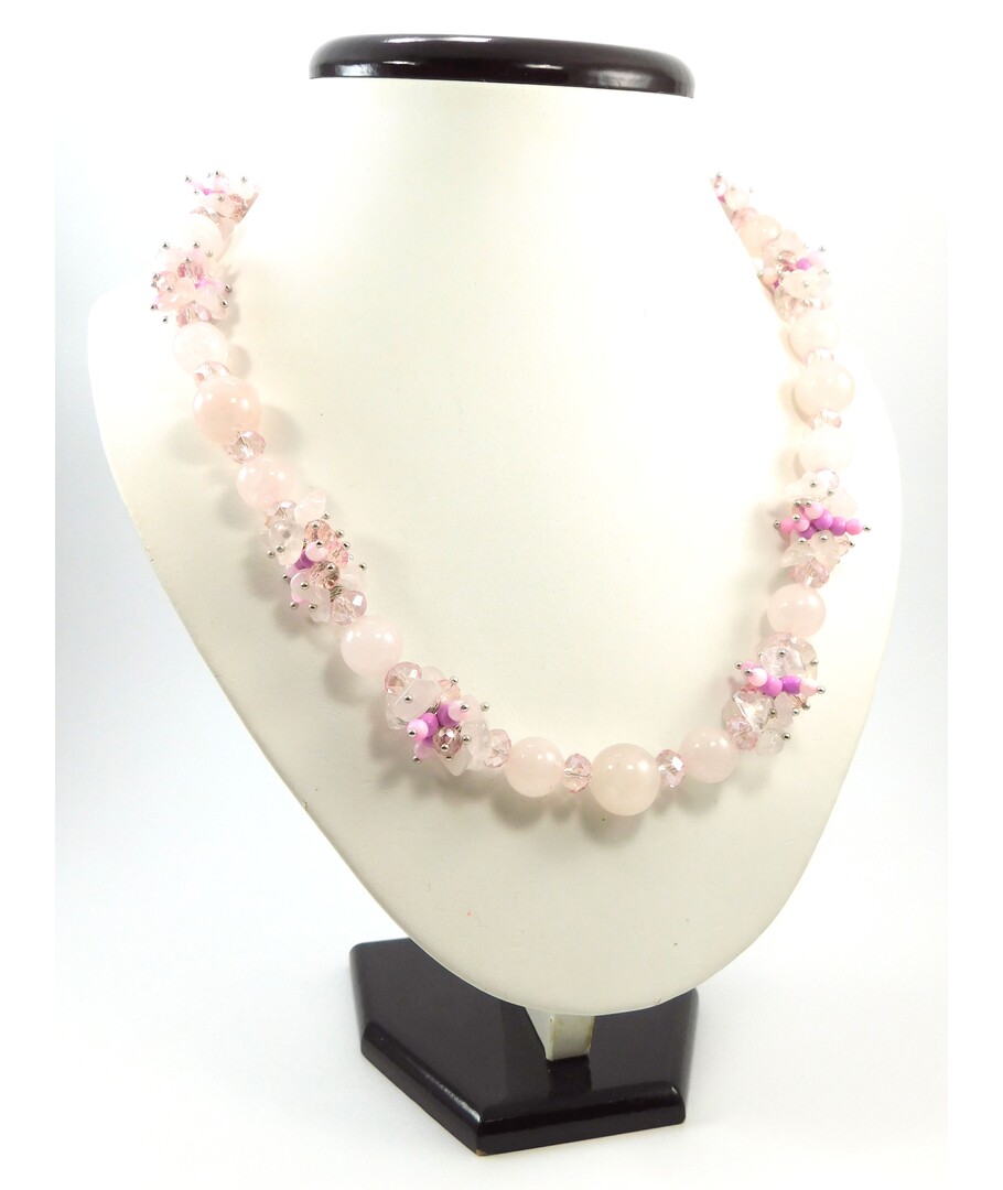 Exclusive necklace "Blooming paradise" Rose quartz