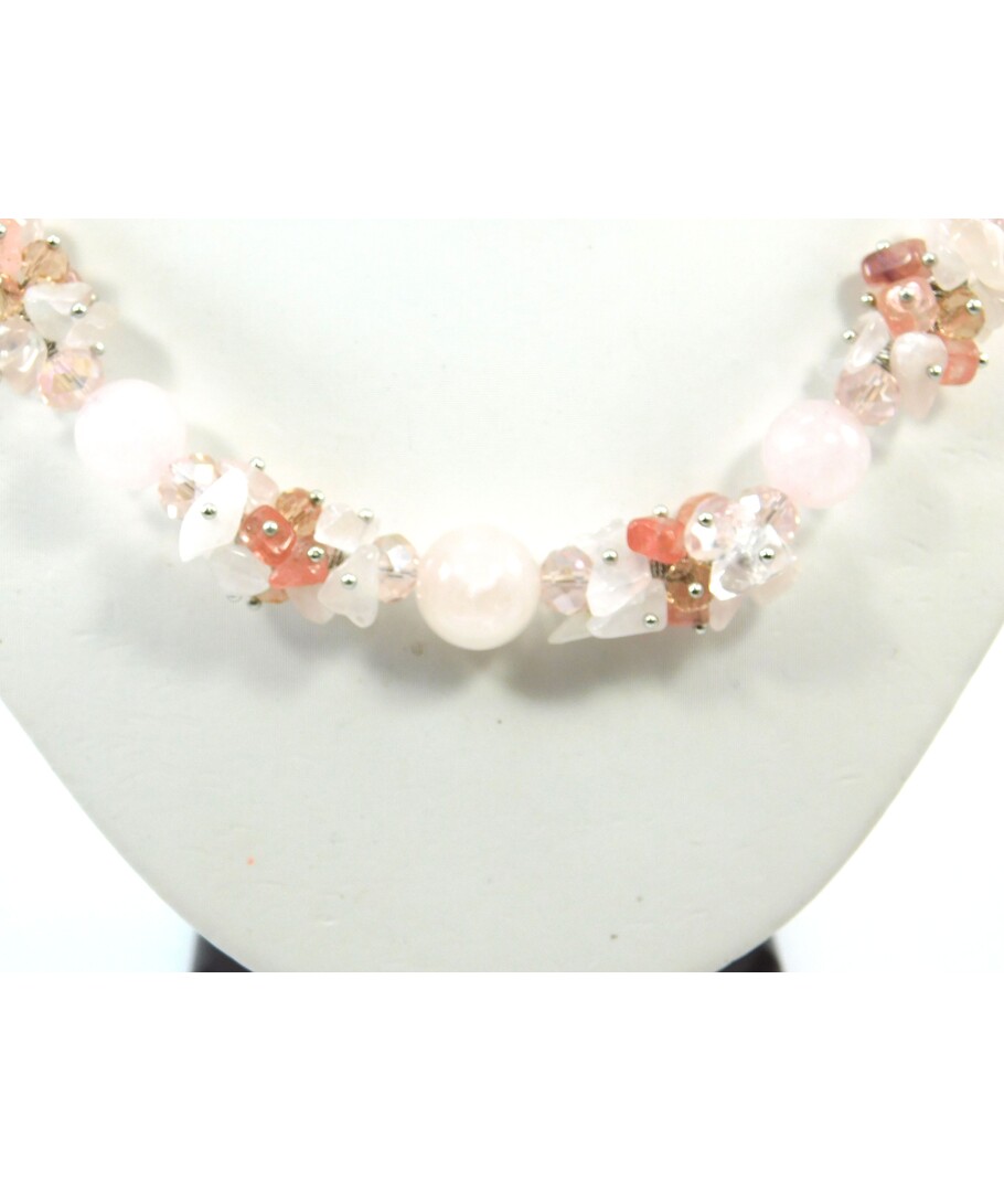 Exclusive necklace "Carolina" Rose quartz