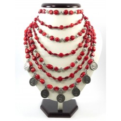 Эксклюзивное ожерелье "Коралловое приданое 7" Коралл (Коллекция "Этника")