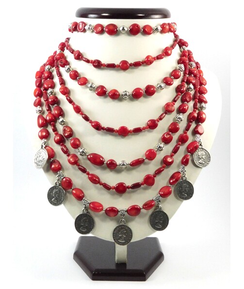 Exclusive necklace "Coral dowry 7" Coral (Collection "Ethnica")