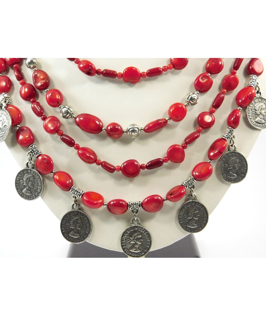 Exclusive necklace "Coral dowry 7" Coral (Collection "Ethnica")