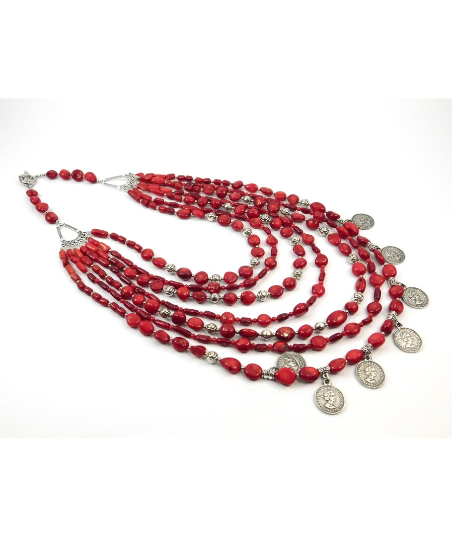 Exclusive necklace "Coral dowry 7" Coral (Collection "Ethnica")