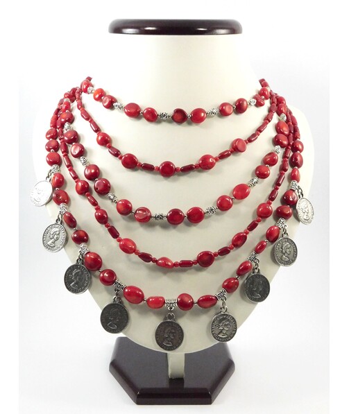 Exclusive necklace "Coral dowry 3" Coral