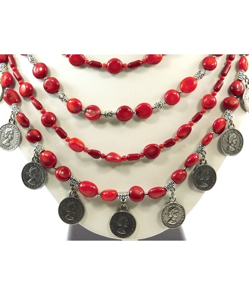 Exclusive necklace "Coral dowry 3" Coral