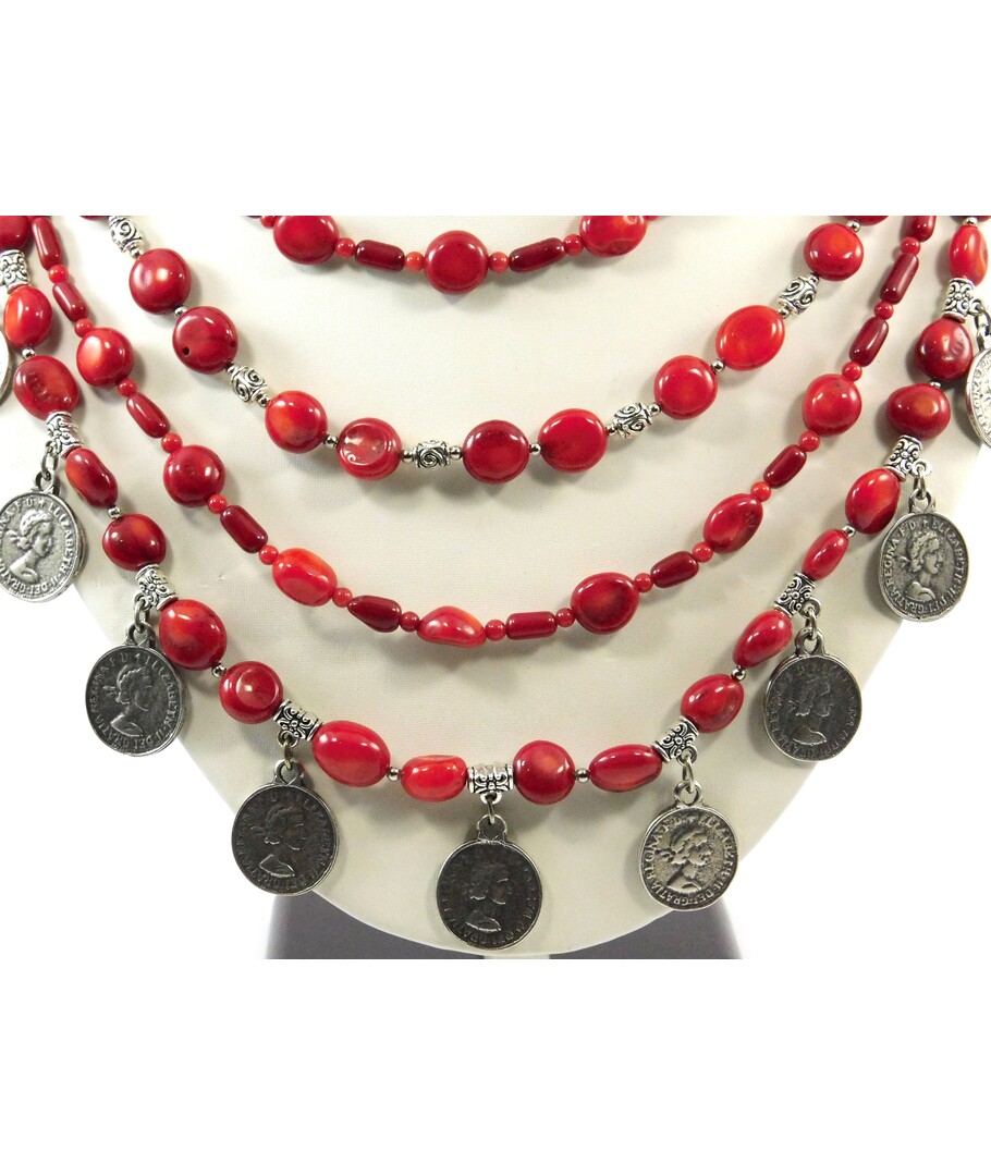 Exclusive necklace "Coral dowry 3" Coral