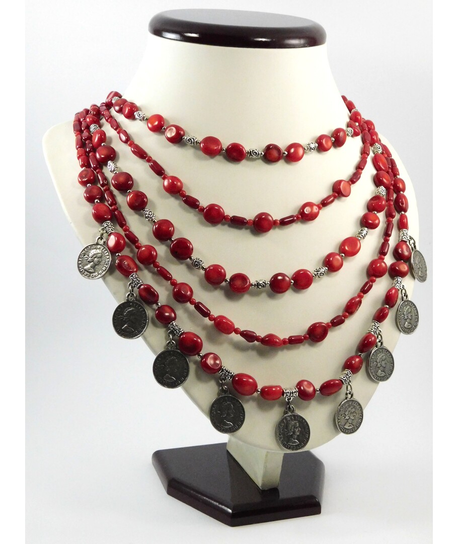 Exclusive necklace "Coral dowry 3" Coral