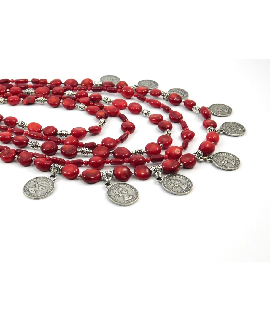 Exclusive necklace "Coral dowry 3" Coral