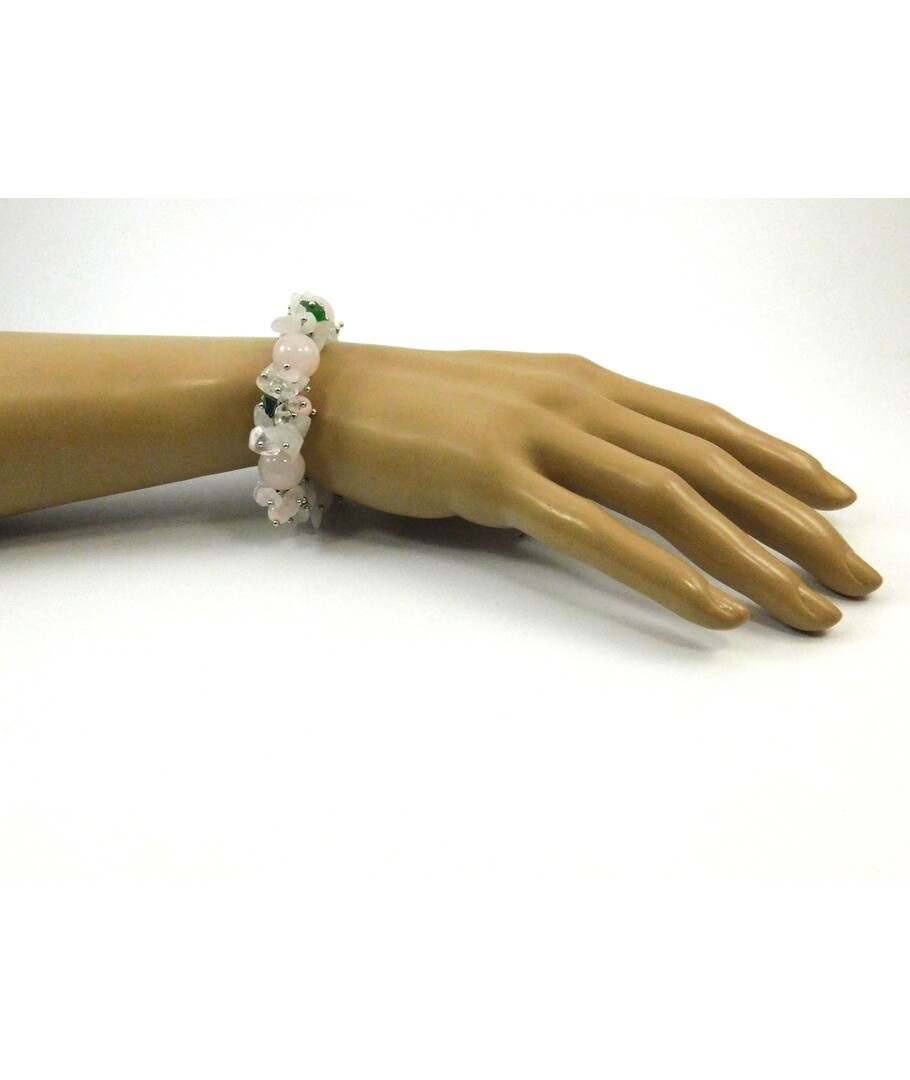 Exclusive bracelet "Spring", Rose Quartz, Malachite