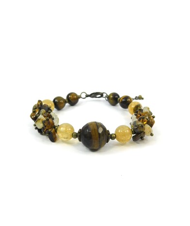 Exclusive bracelet "Baroque" Tiger's eye, Citrine