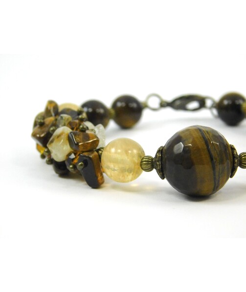 Exclusive bracelet "Baroque" Tiger's eye, Citrine