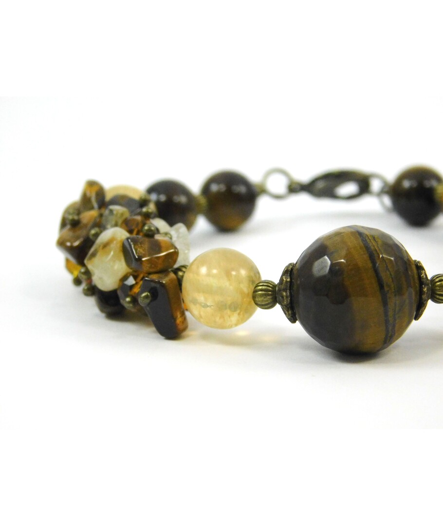 Exclusive bracelet "Baroque" Tiger's eye, Citrine