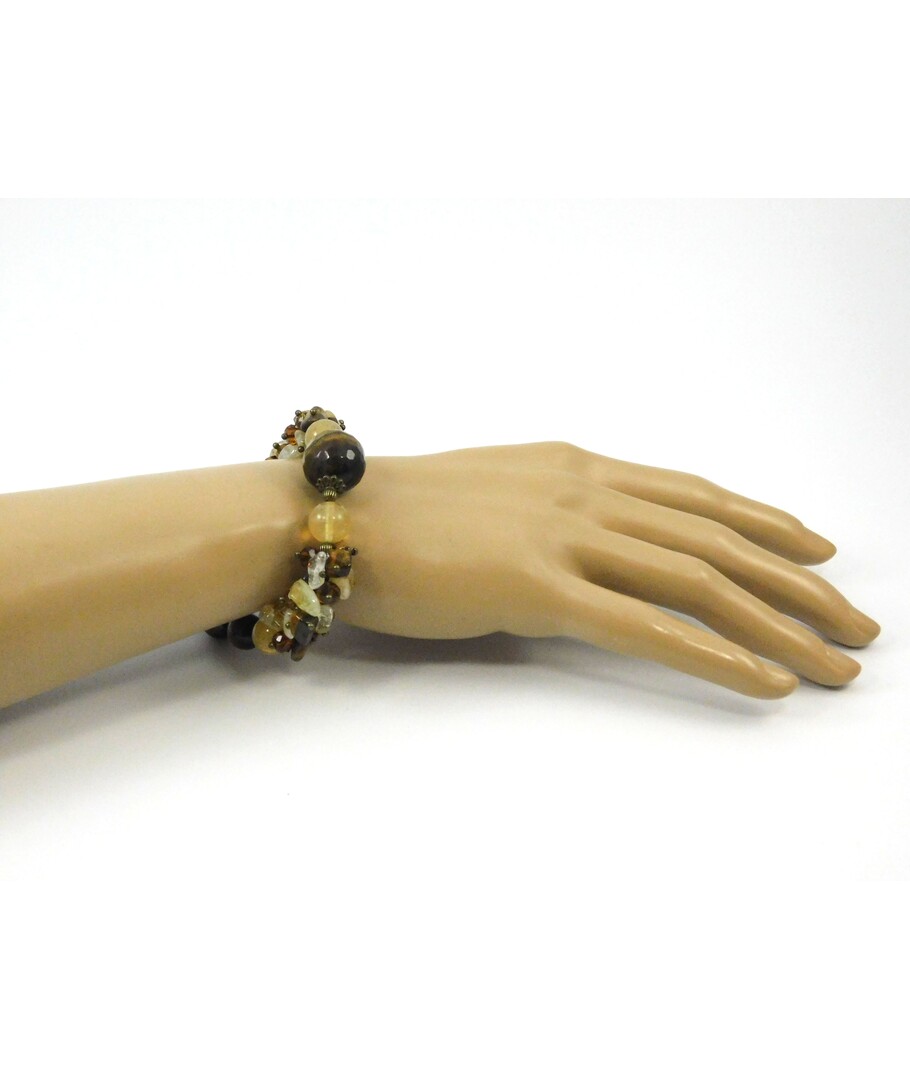 Exclusive bracelet "Baroque" Tiger's eye, Citrine