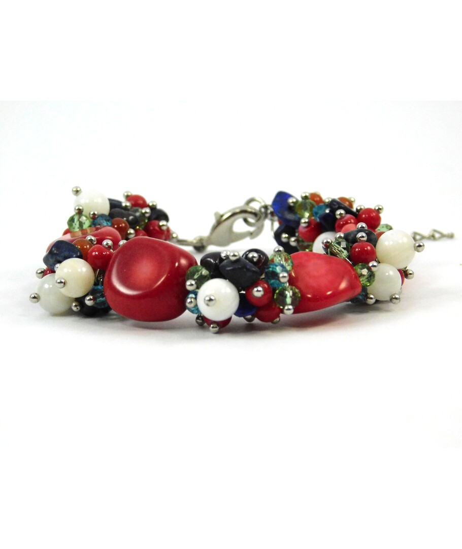 Exclusive Bracelet Coral, Agate, Lapis lazuli