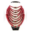 Exclusive necklace &quot;Nine-row&quot; Coral (&quot;Ethnic&quot; Collection)