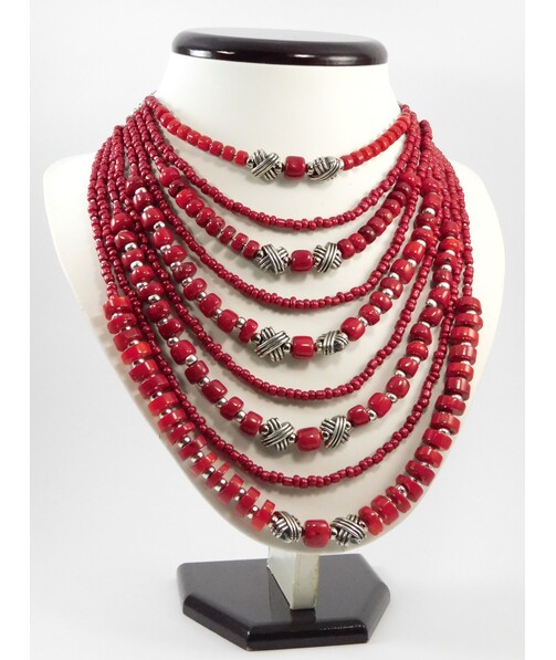 Exclusive necklace "Nine-row" Coral ("Ethnic" Collection)