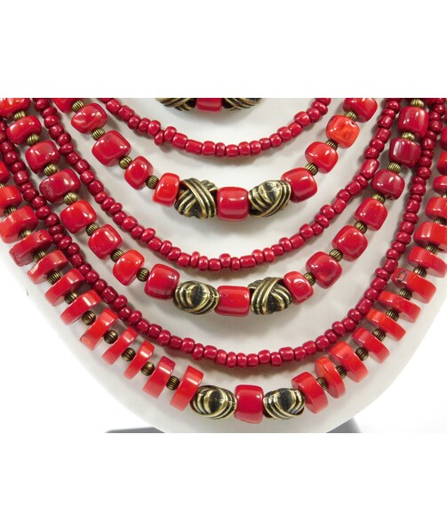 Exclusive necklace "Nine-row" Coral ("Ethnic" Collection)