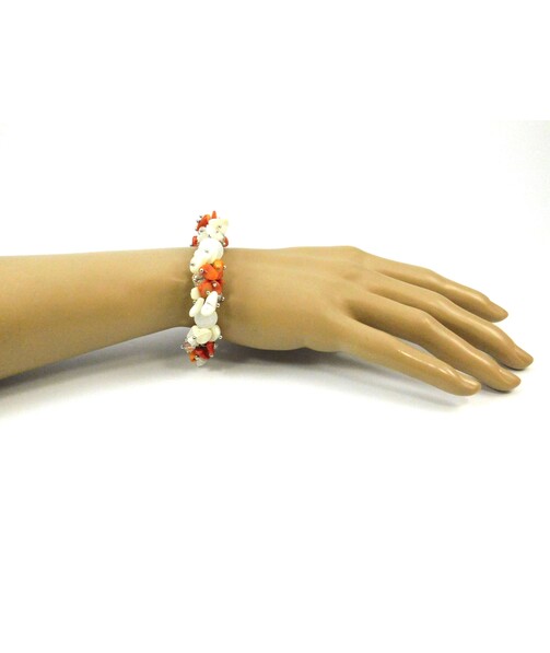 Exclusive bracelet Agate frosty, Coral, Mother of pearl