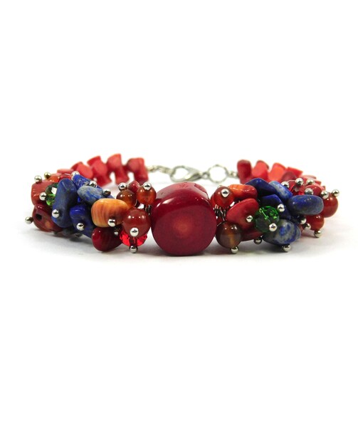 Exclusive bracelet "Legend of the Carpathians" Coral, lapis lazuli