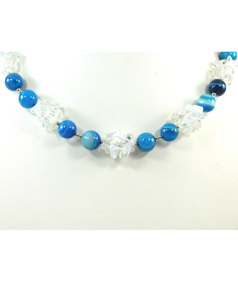 Exclusive necklace "Sea Waves" Agate, Moonstone (synth.)