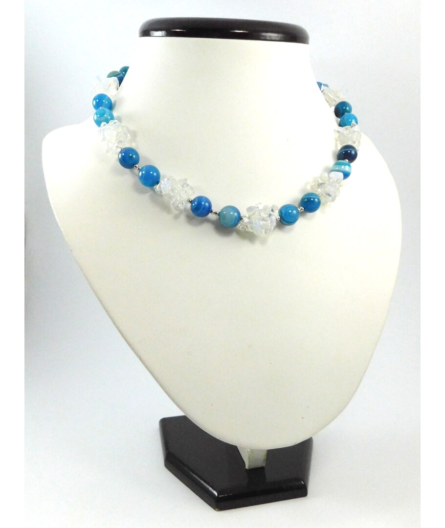 Exclusive necklace "Sea Waves" Agate, Moonstone (synth.)