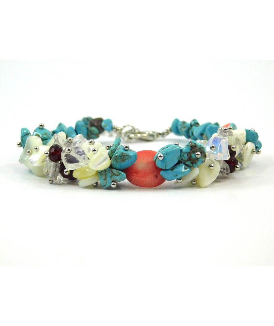 Exclusive bracelet "Coral reef", Coral, Turquoise