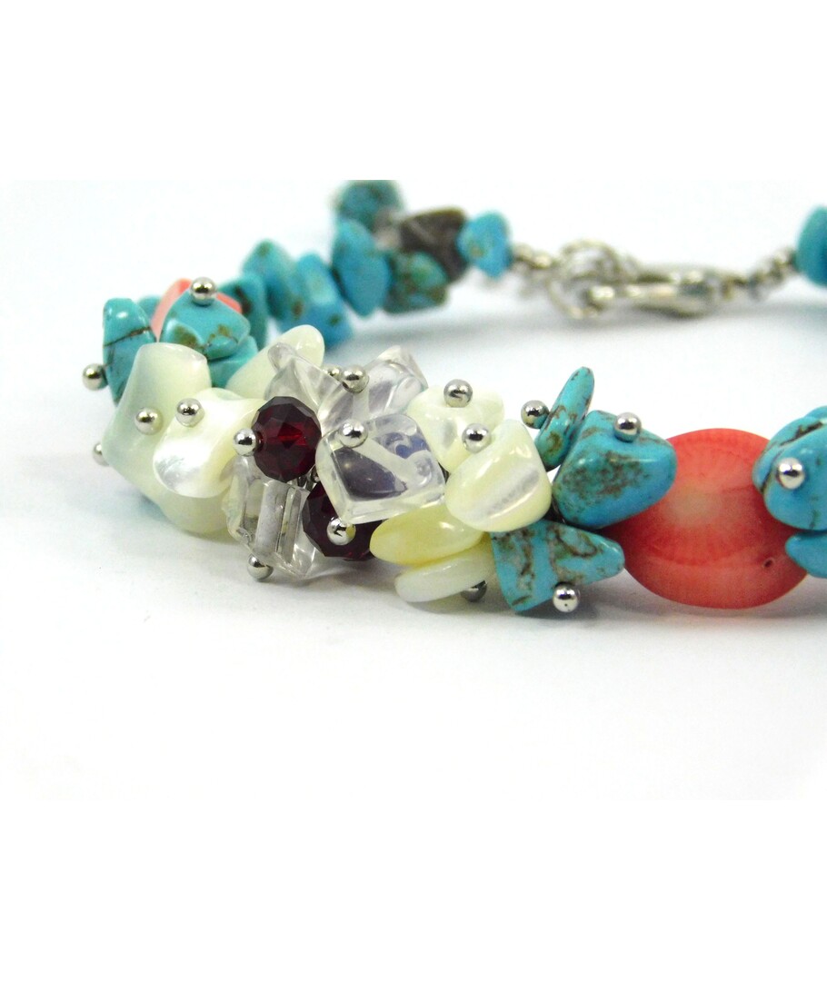 Exclusive bracelet "Coral reef", Coral, Turquoise