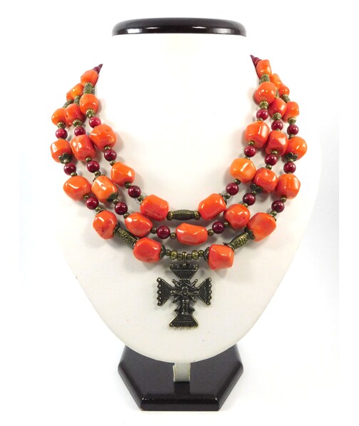 Exclusive necklace "Annichka 4" Coral ("Ethnic" Collection)