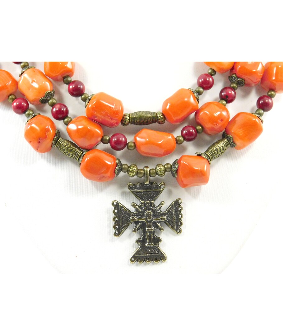 Exclusive necklace "Annichka 4" Coral ("Ethnic" Collection)