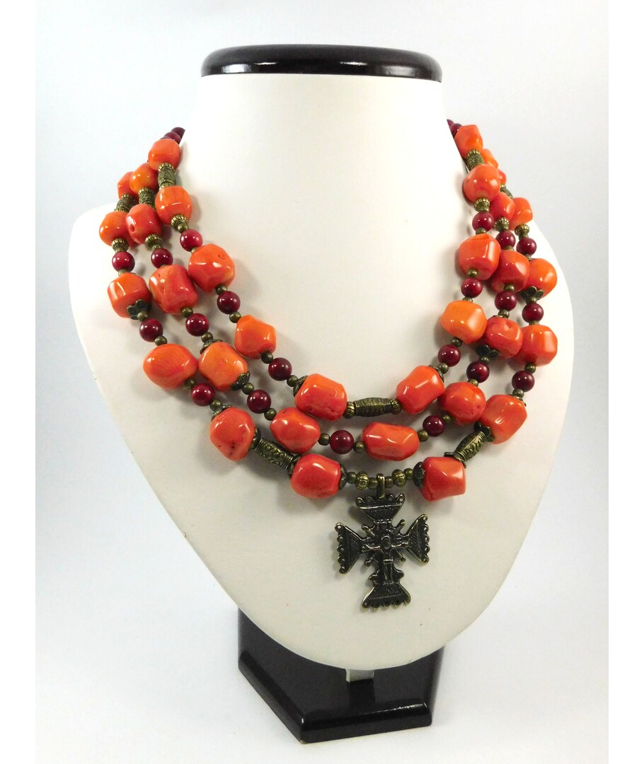 Exclusive necklace "Annichka 4" Coral ("Ethnic" Collection)