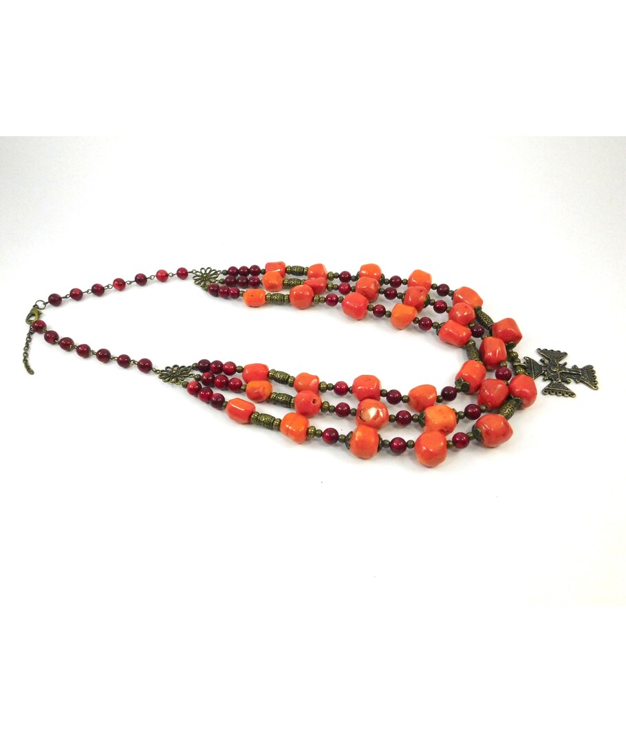 Exclusive necklace "Annichka 4" Coral ("Ethnic" Collection)