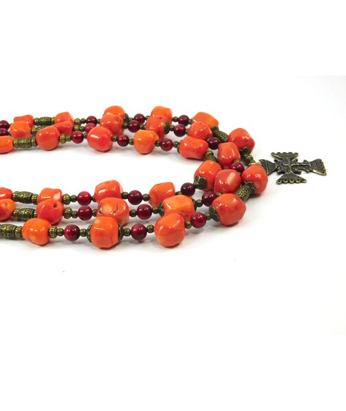 Exclusive necklace "Annichka 4" Coral ("Ethnic" Collection)