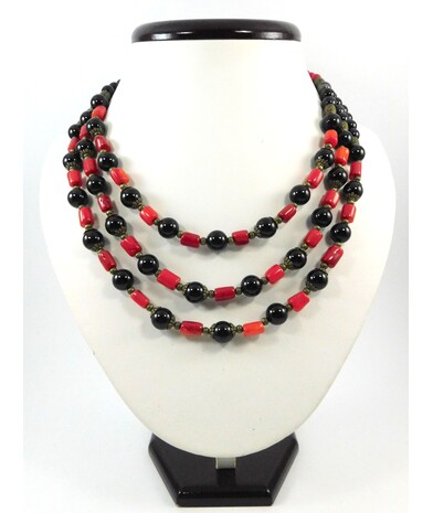 Exclusive necklace "Bruna" Agate, Coral