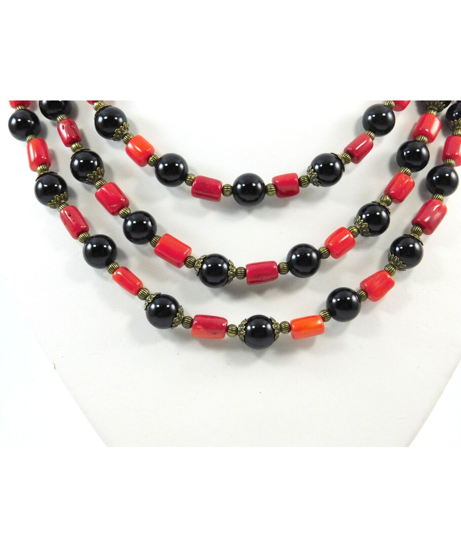 Exclusive necklace "Bruna" Agate, Coral