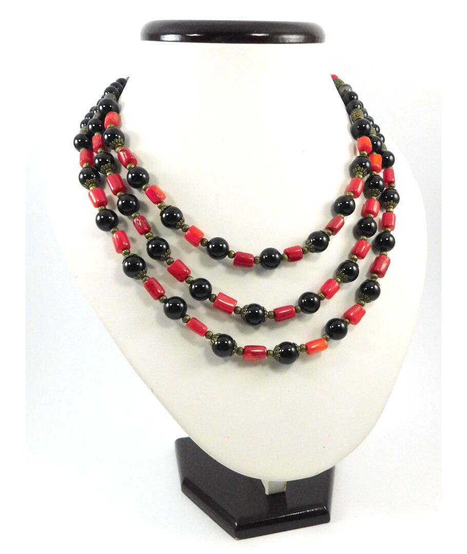 Exclusive necklace "Bruna" Agate, Coral