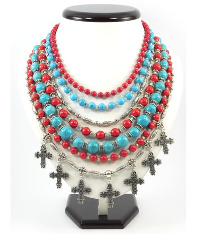 Exclusive necklace "Possessed" Coral, Turquoise