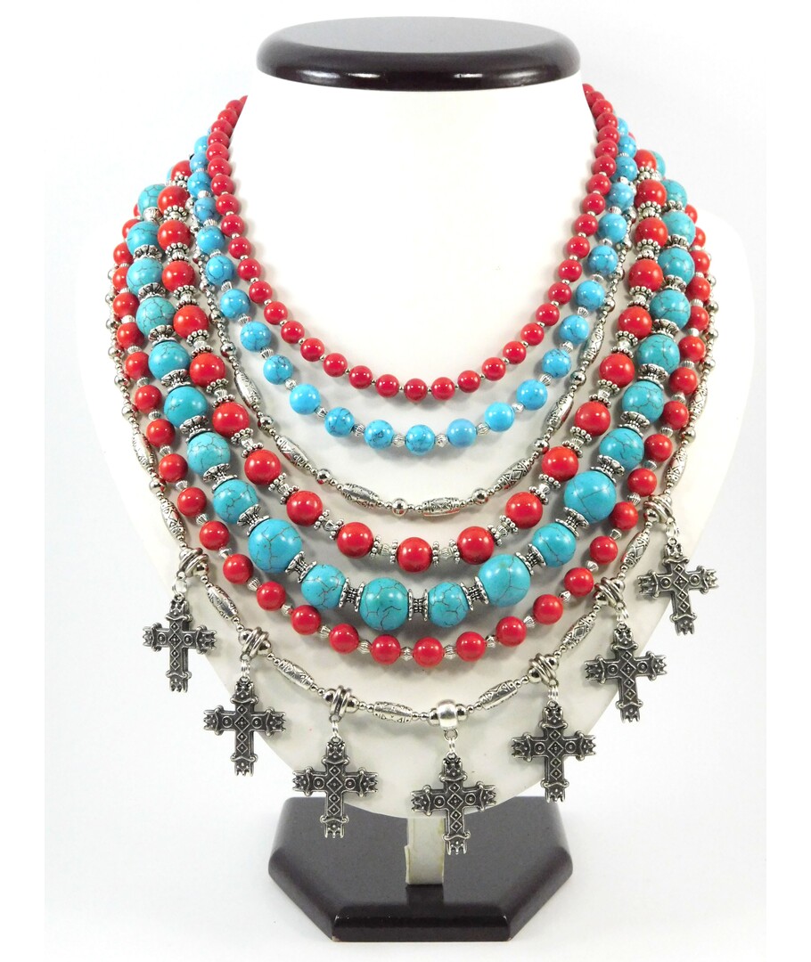 Exclusive necklace "Possessed" Coral, Turquoise