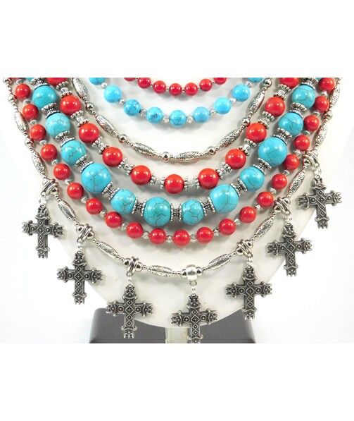 Exclusive necklace "Possessed" Coral, Turquoise