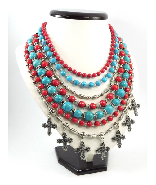 Exclusive necklace "Possessed" Coral, Turquoise