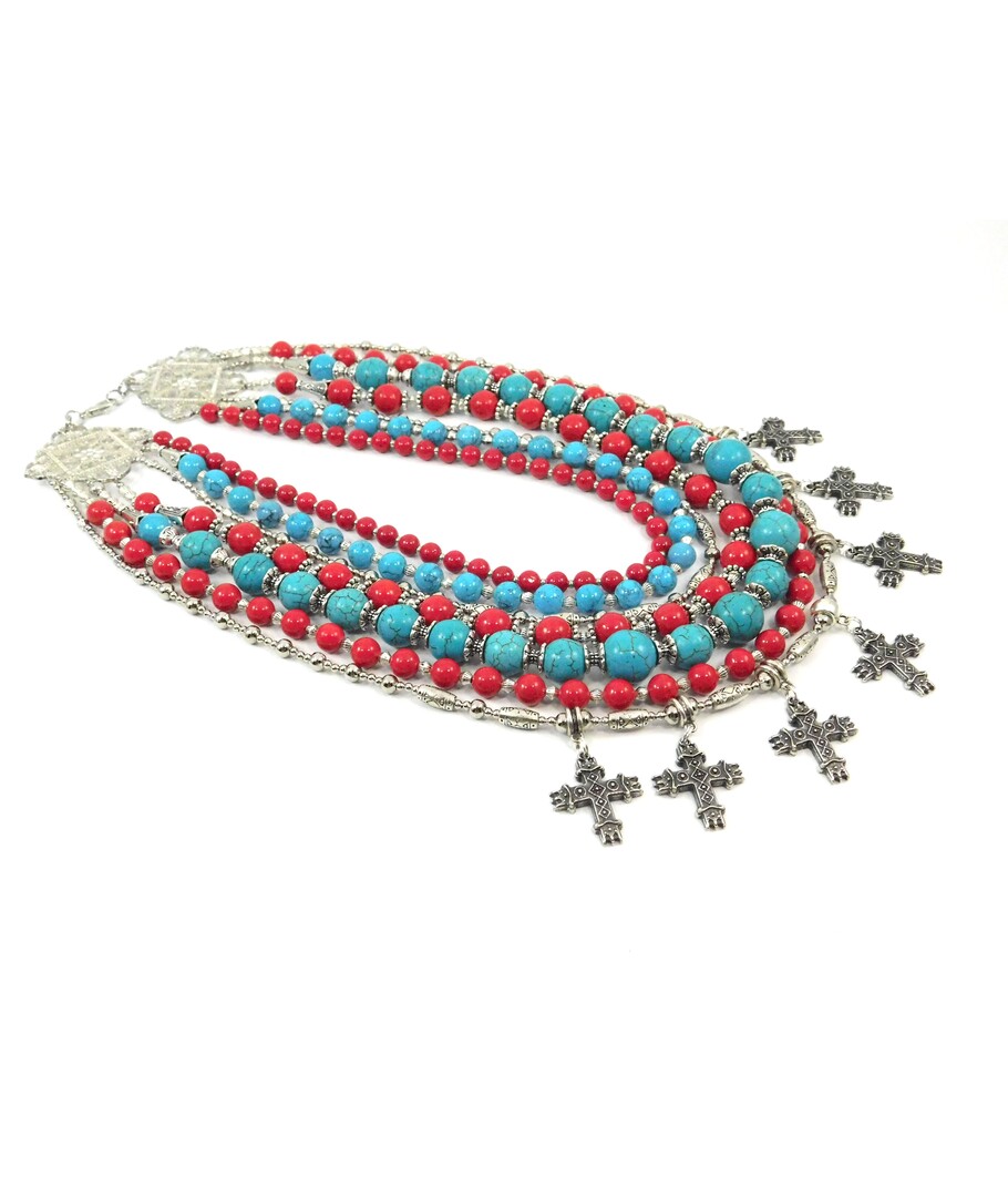 Exclusive necklace "Possessed" Coral, Turquoise