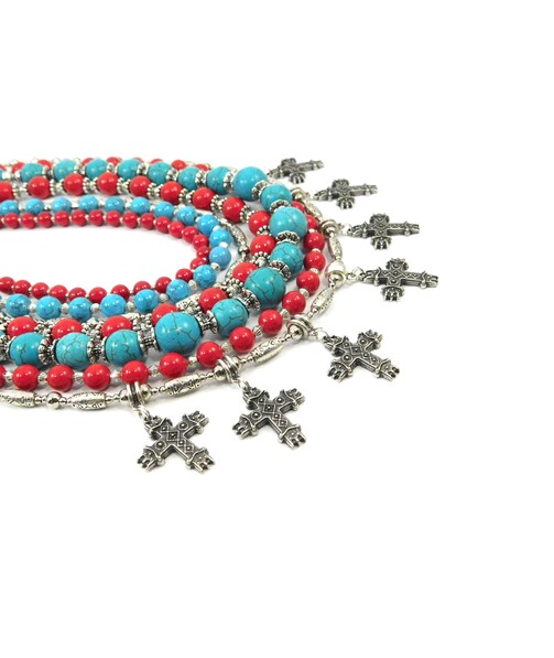 Exclusive necklace "Possessed" Coral, Turquoise