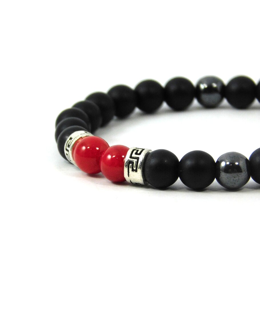 Bracelet Shungite, Coral, Hematite